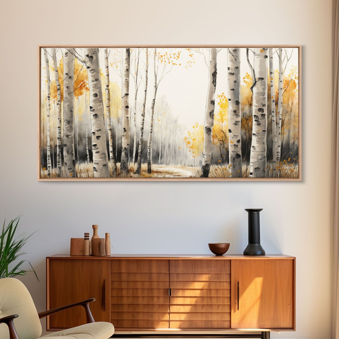 Abstract Birch Forest Fall Oil Painting Art Print