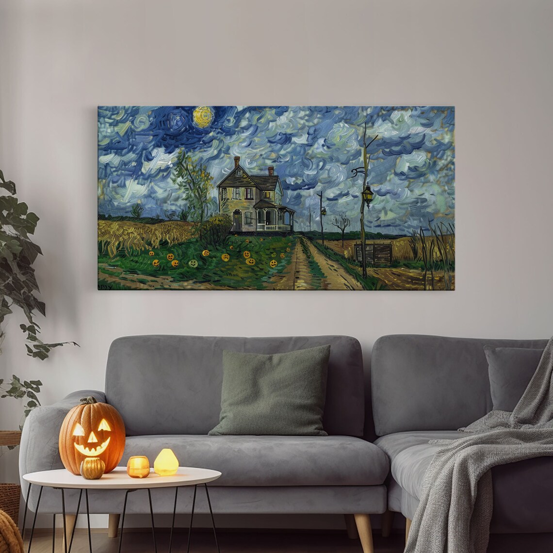 Haunted Countryside, Spooky Starry Night Inspired Art Print - Image 4