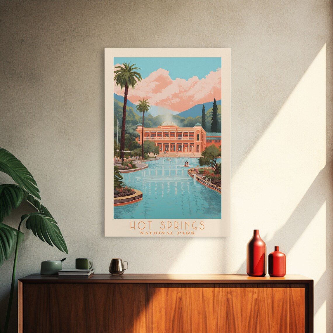 Hot Springs National Park Bathhouse Pool Palm Trees Arkansas Travel Poster - Image 4