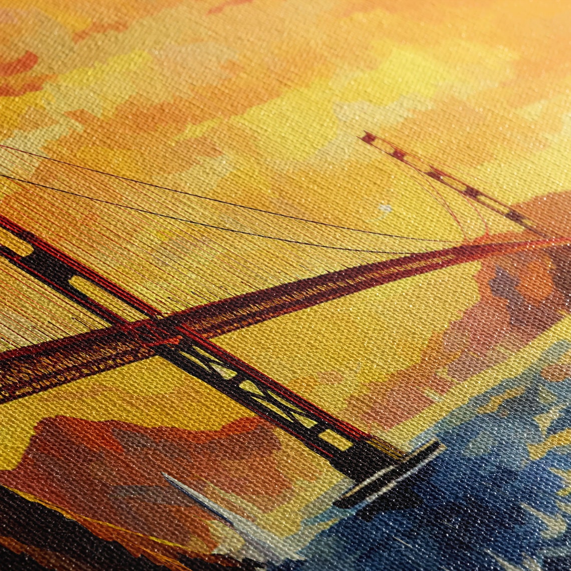 Golden Gate Bridge San Francisco Sunset Colorful Oil Style Poster - Image 2