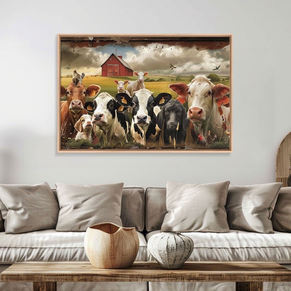 Cute Farmhouse Animal Print Window Art Wall Art Home Decor Wall Decor Cute Farmhouse Kitsch Living Room Art