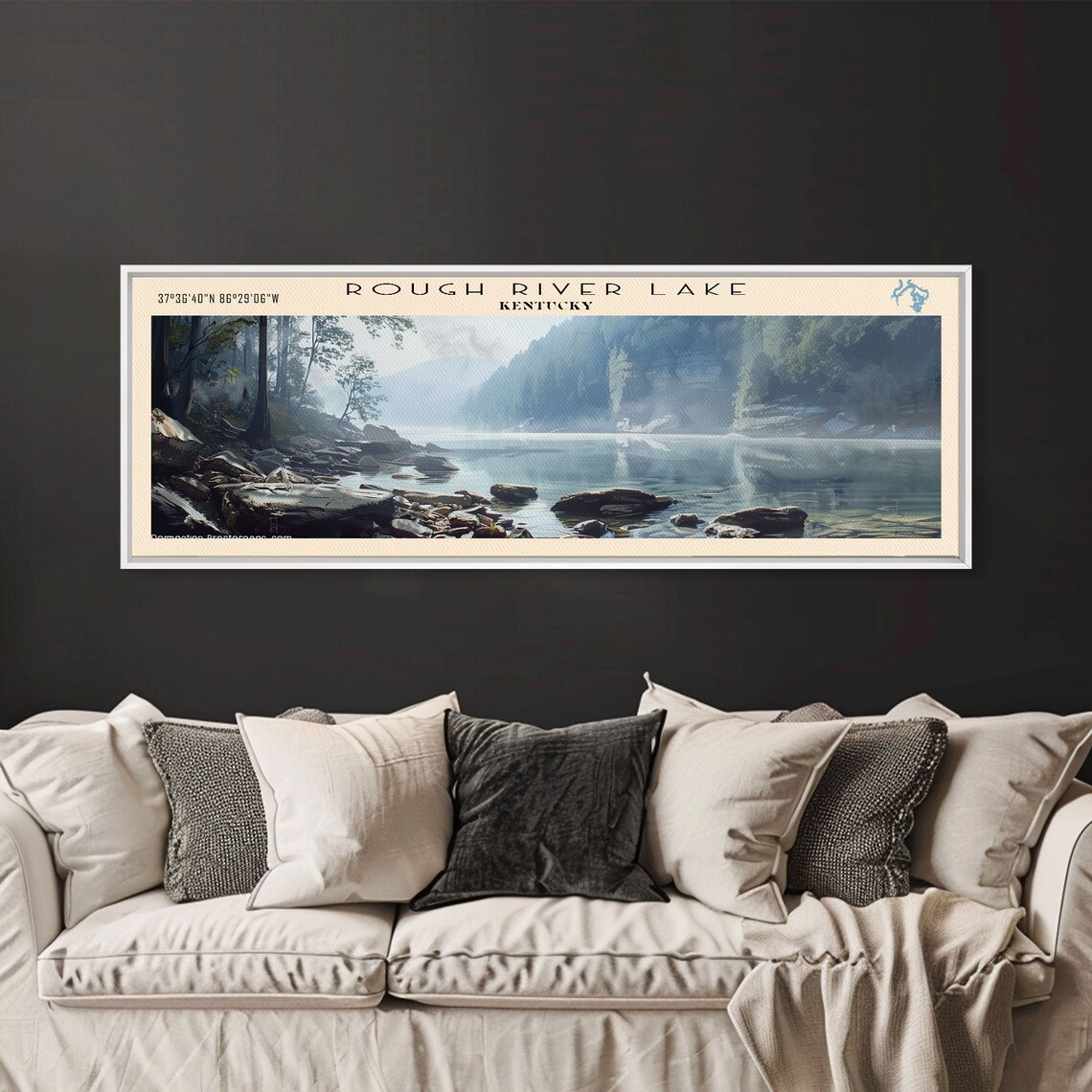 Rough River Lake Kentucky Misty Morning Rocky Shoreline Travel Poster - Image 4