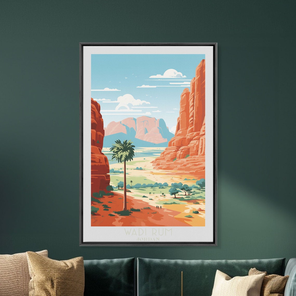 Wadi Rum Jordan Red Rock Cliffs Desert Valley Palm Tree Poster - Image 5