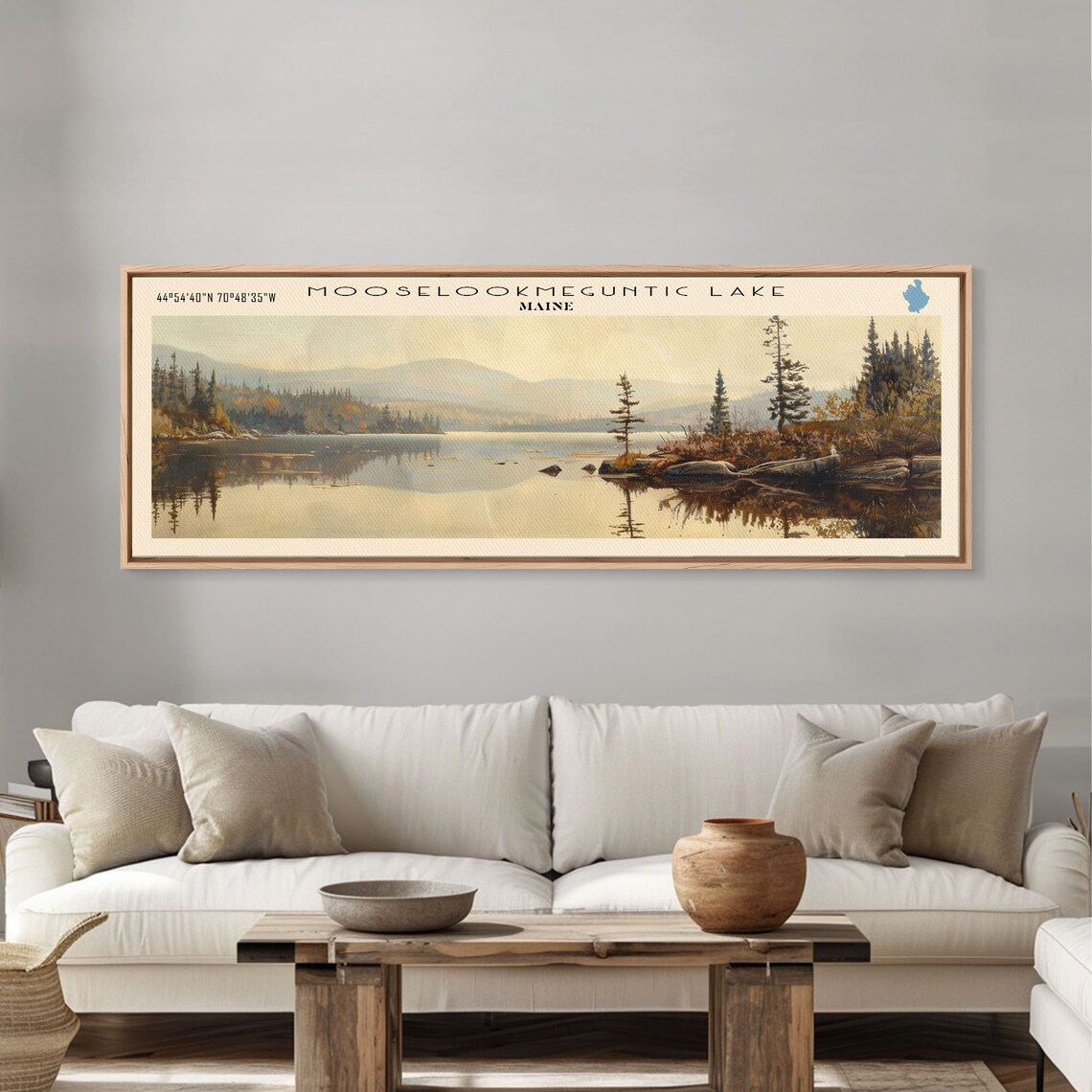 Mooselookmeguntic Lake Maine Golden Water Pines Rocky Point Travel Poster - Image 4