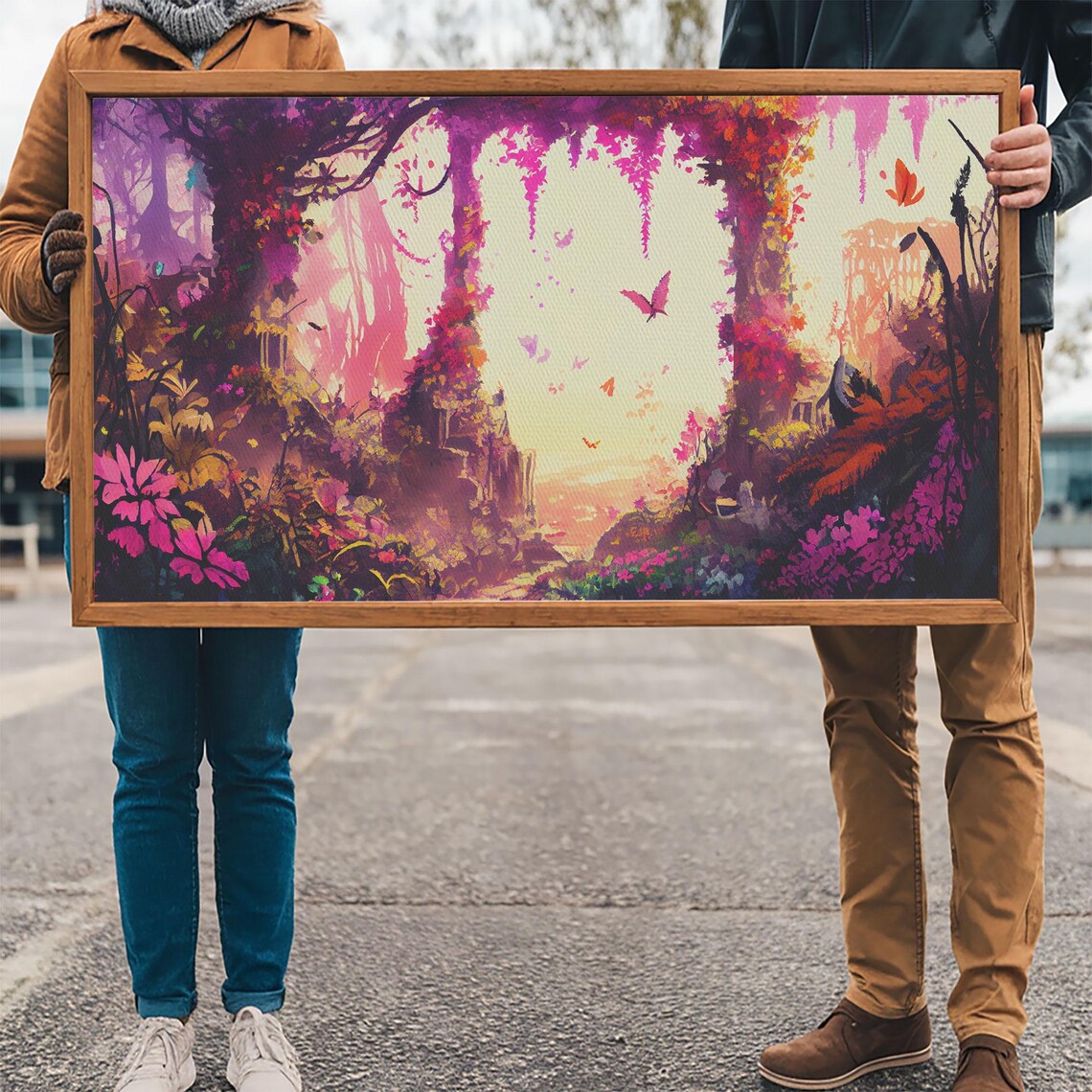 Pink Forest Art Framed Print Framed Art Fantasy Decor Magenta Fuchsia Gift Large Format Art - Image 3