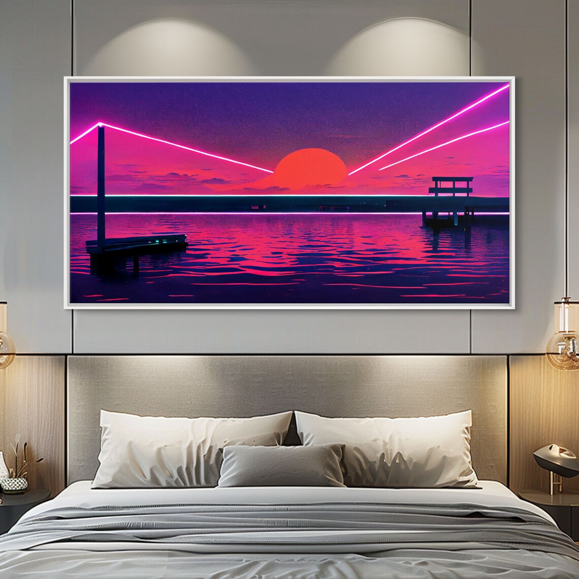 Outrun Style Abstract Art Print, Synthwave Retro Decor - Image 3