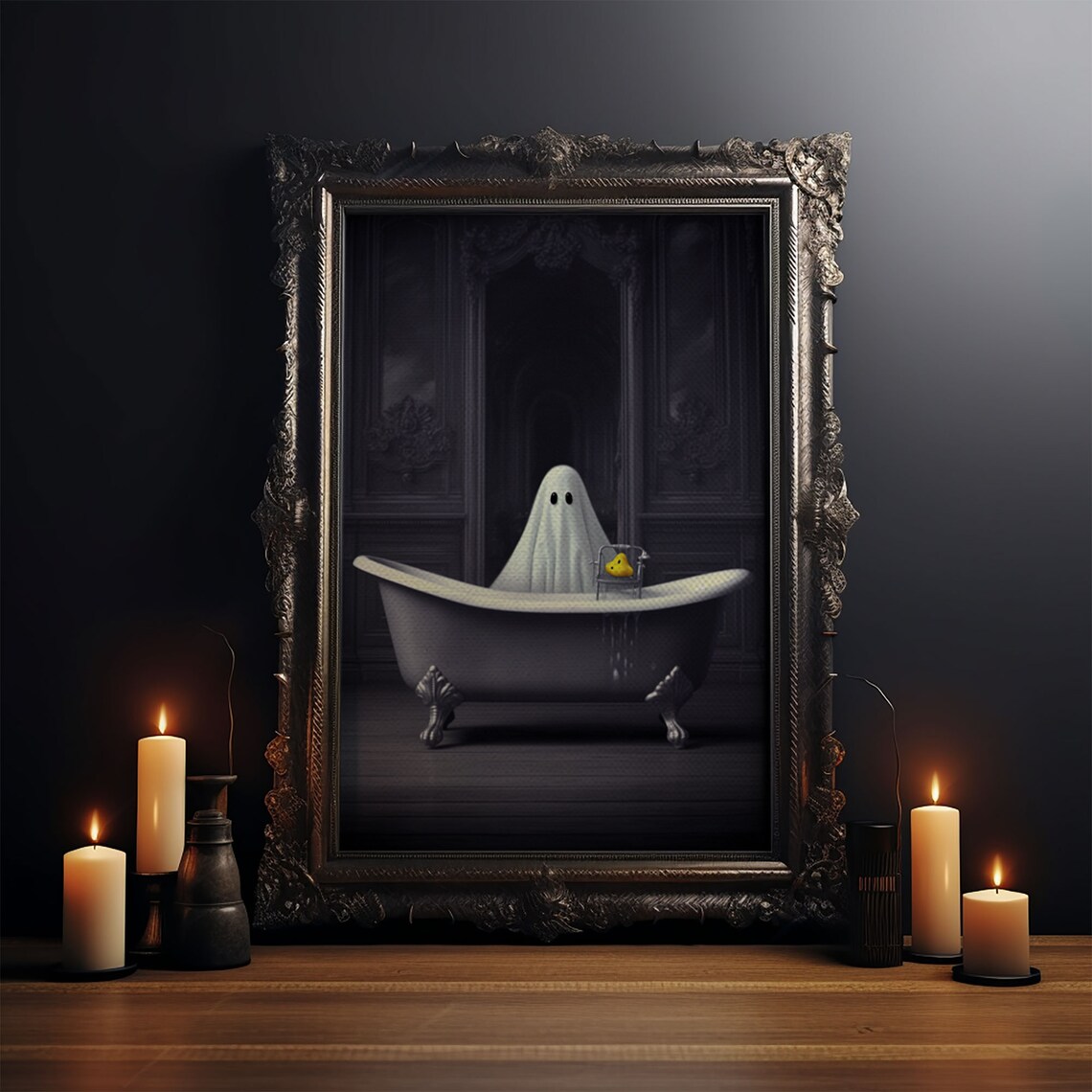 Ghost Bathroom Halloween Wall Art Print, Funny Decor - Image 3