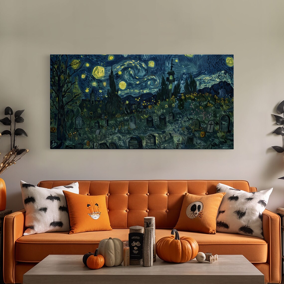 Van Gogh-Inspired Haunted Graveyard Art Print - Image 5
