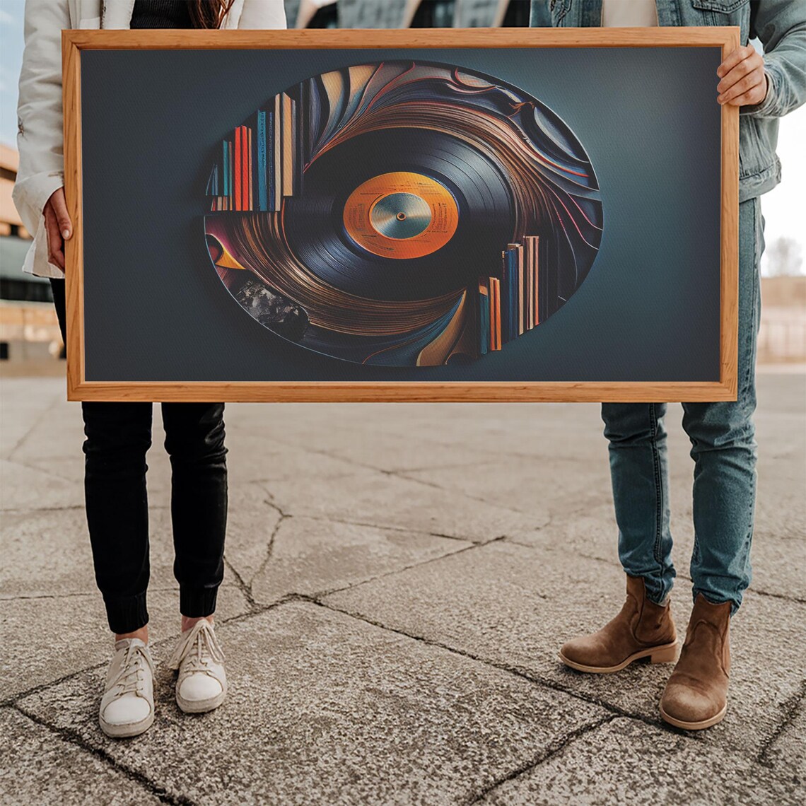 Vinyl Record Abstract Swirl Art Bookshelf Design Modern Music Wall Poster - Image 5