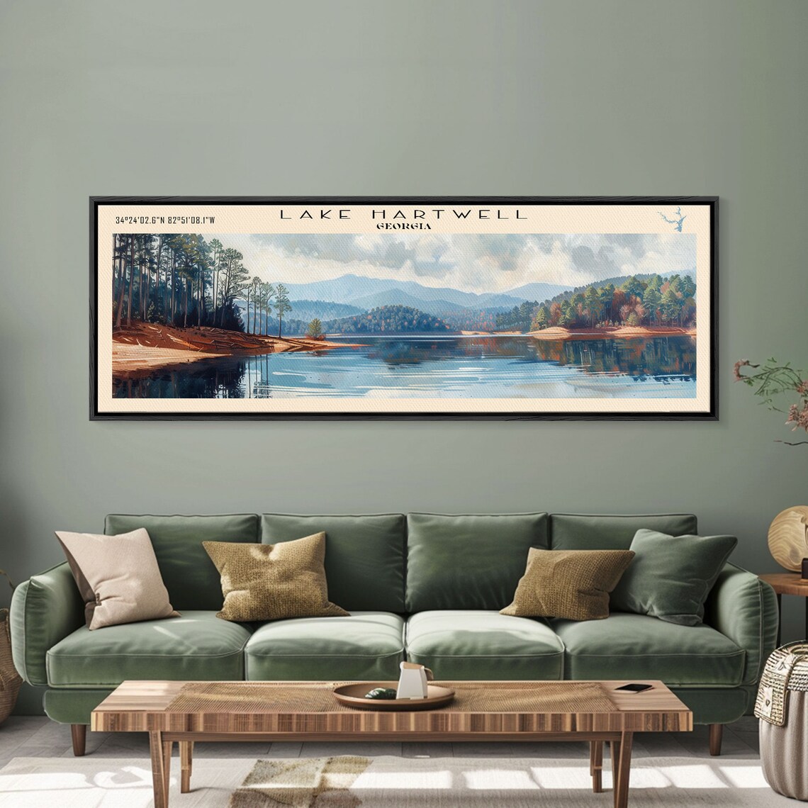 Lake Hartwell Georgia Travel Poster, Lake House Decor