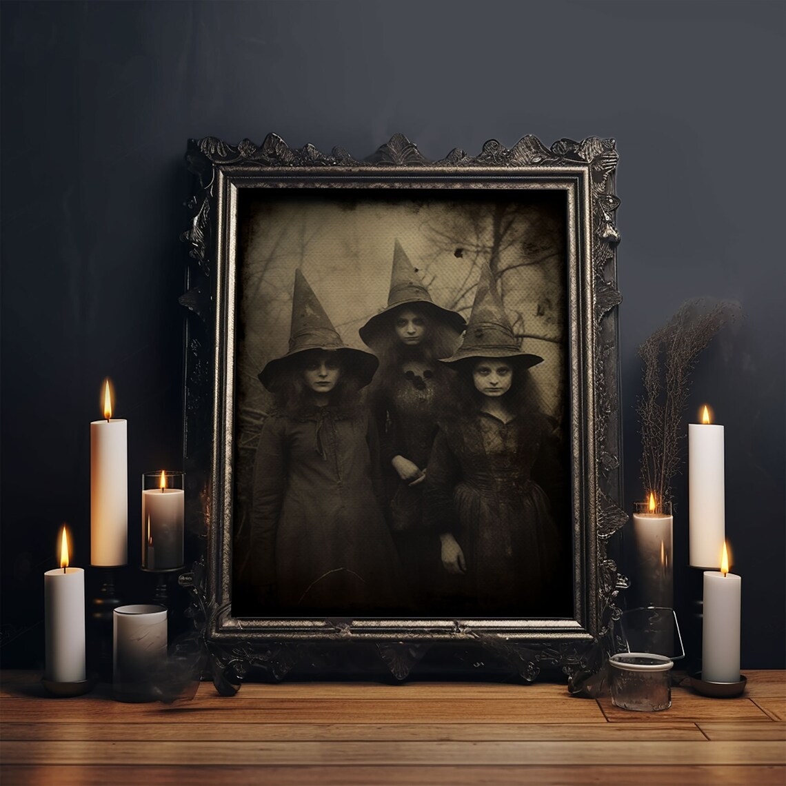 Spooky Witches Antique-Style Sepia Tintype Print - Image 4