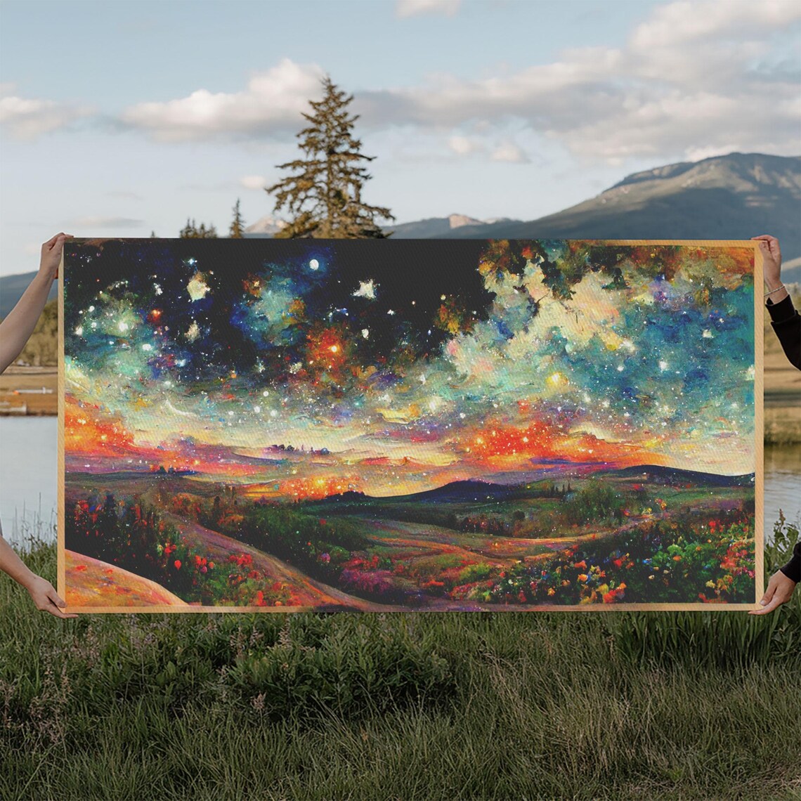 Starry Night-Inspired Art Print, Spiritual Night Sky