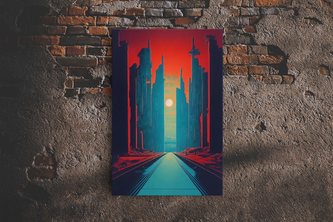 Brutalist Art Deco Dystopian City Travel Poster - Image 6