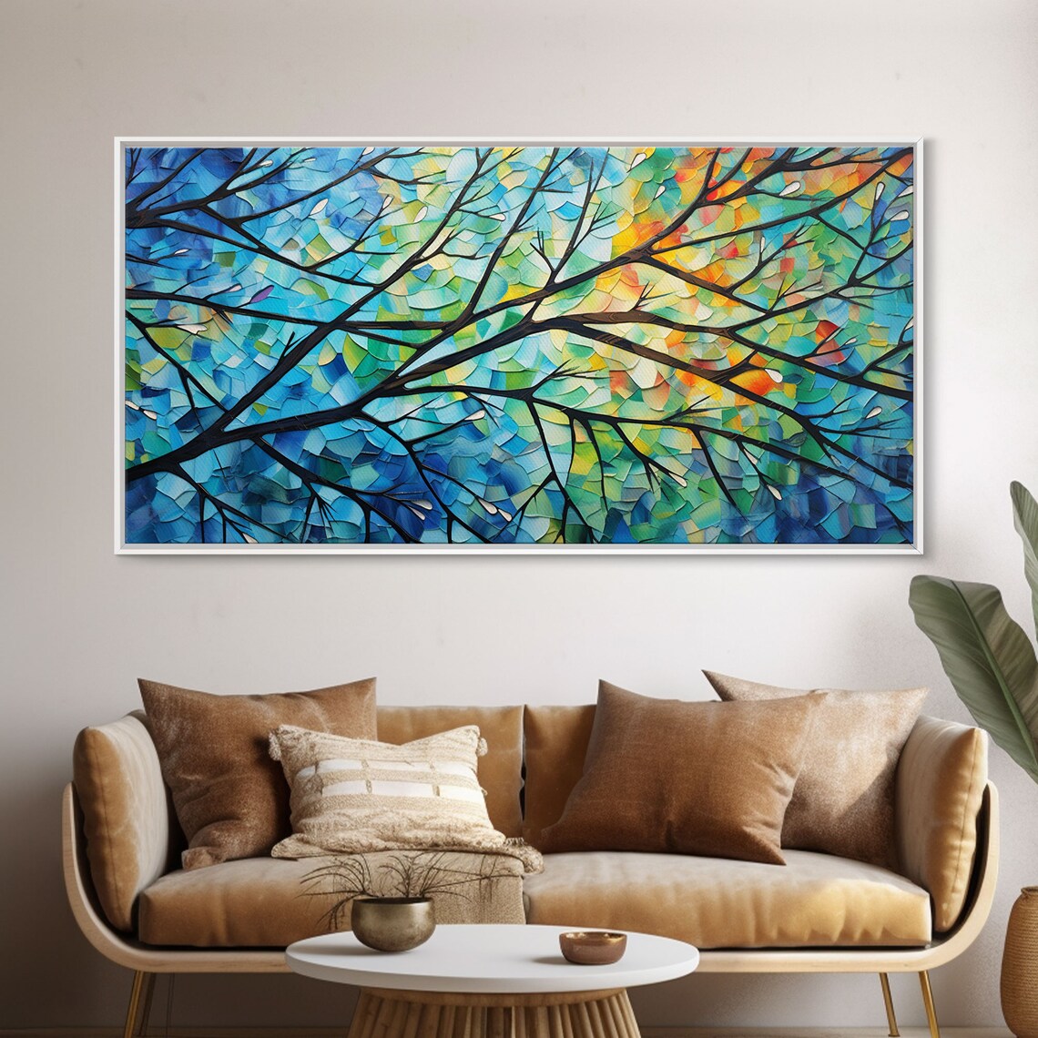 Mosaic Tree Branches Colorful Leaves Stained Glass Style Poster - Image 6