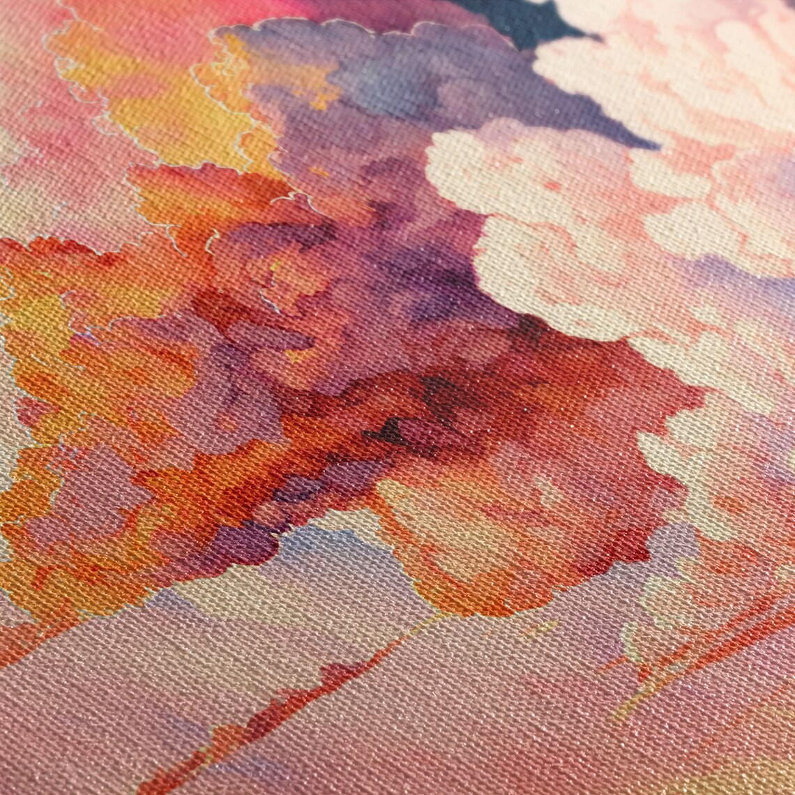 Watercolor Sunset Clouds Landscape Poster Print - Image 2