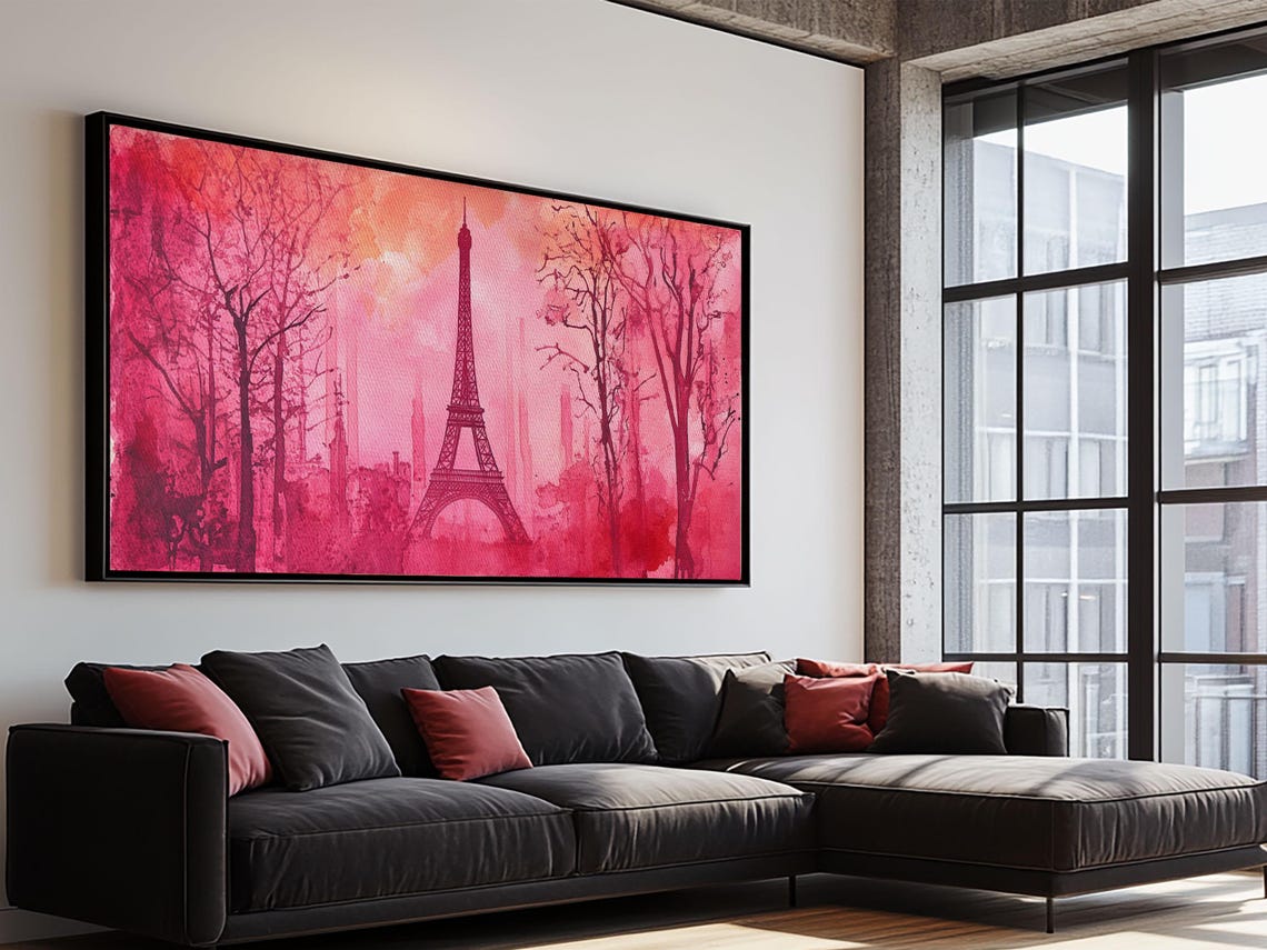 Eiffel Tower Paris Pink Blossom Trees Romantic French Travel Poster - Image 6
