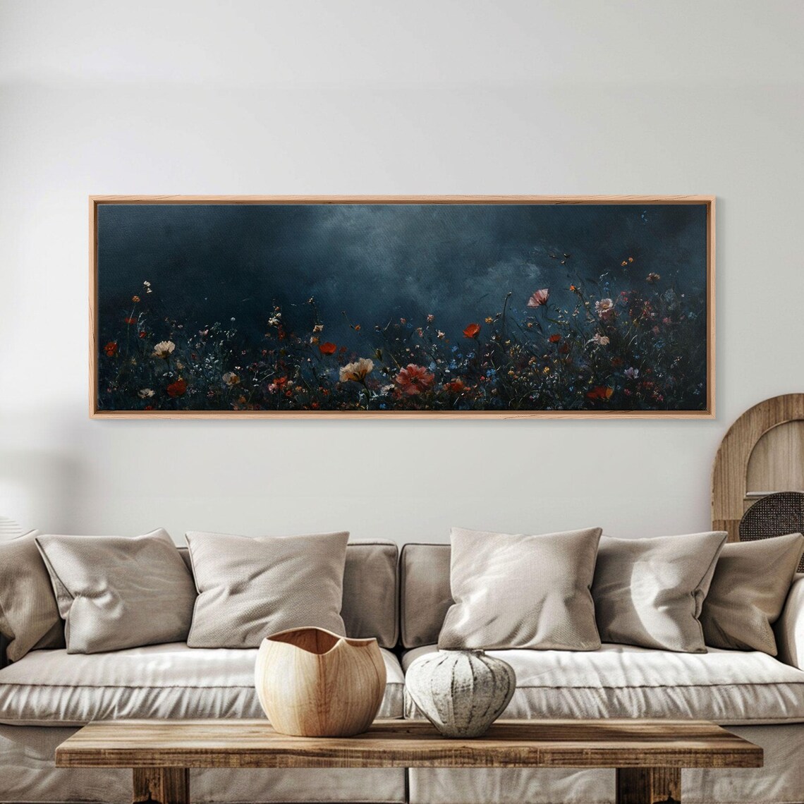 Dark Moody Wild Flowers At Night, Floral Art Print - Image 5