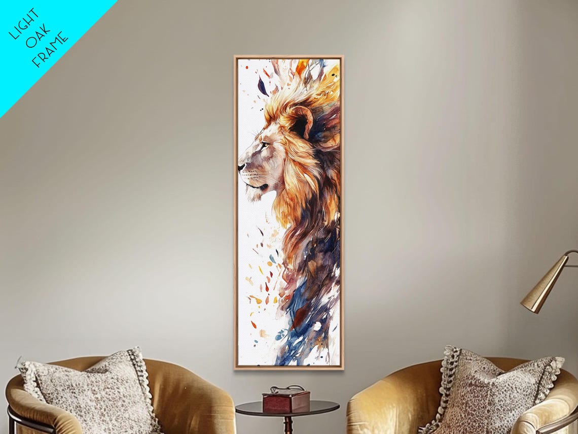 Lion Side Profile Flowing Mane Bold Watercolor Wildlife Wall Poster - Image 5