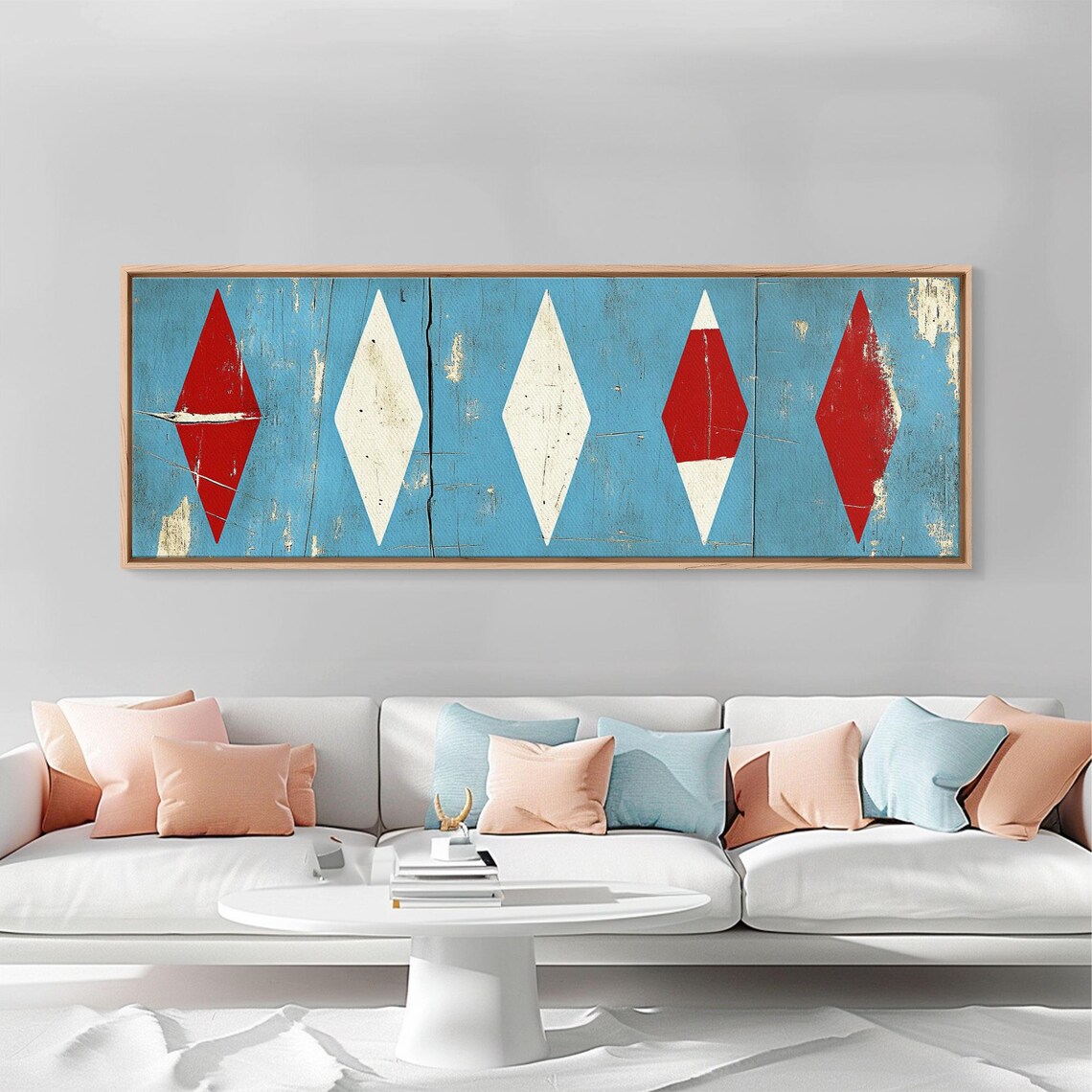 Red White Diamonds, Rustic MCM Mashup Home Decor - Image 2