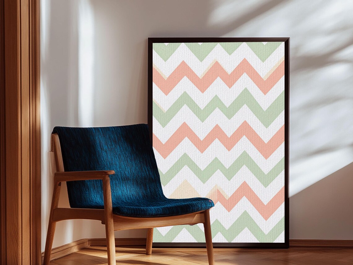 Pastel Chevron Zig Zag Pattern, Mid Century Modern - Image 3
