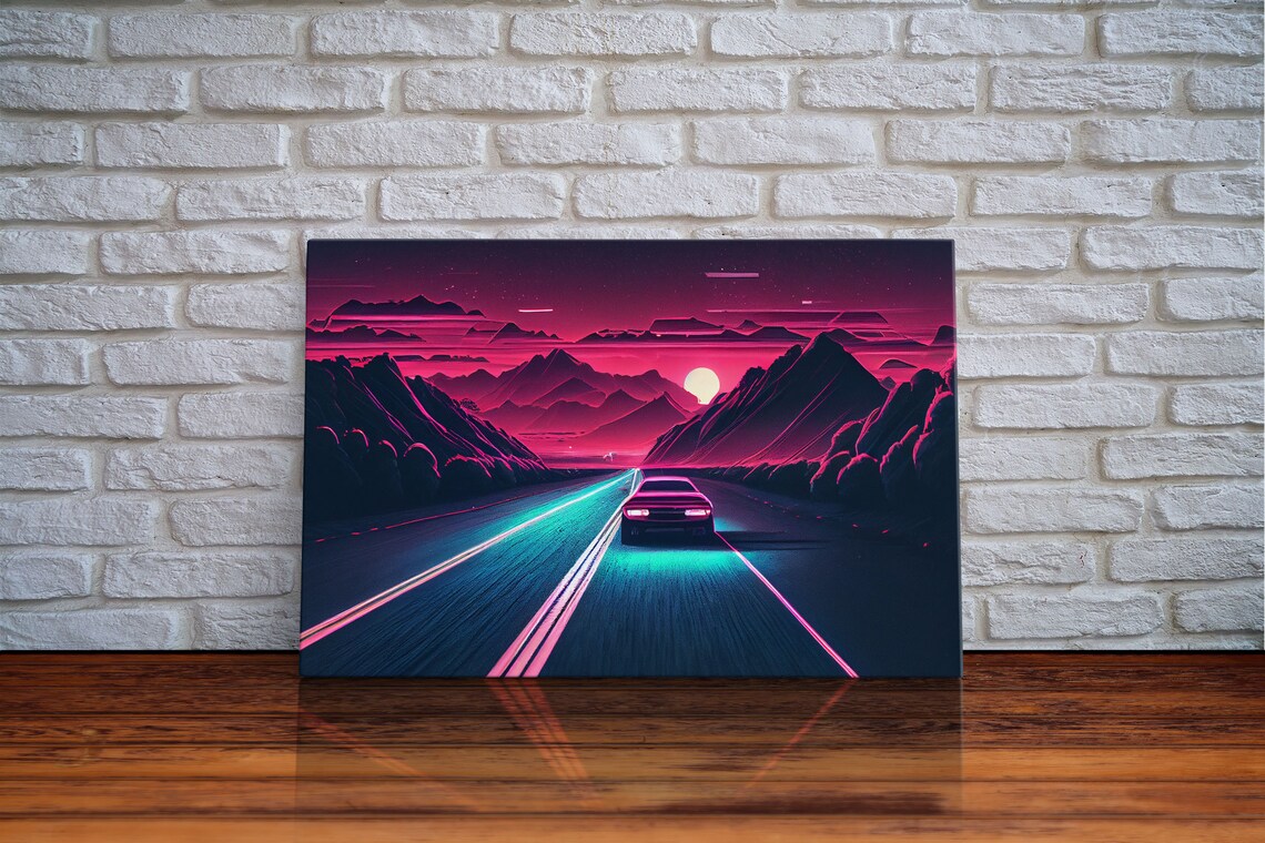 Midnight Drive Synthwave Retro 80s Poster Print - Image 6