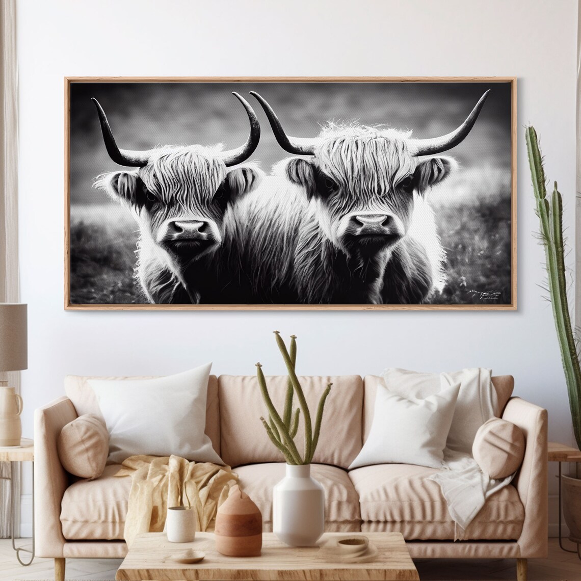 Highland Cow Farmhouse Living Room Art Print - Image 3