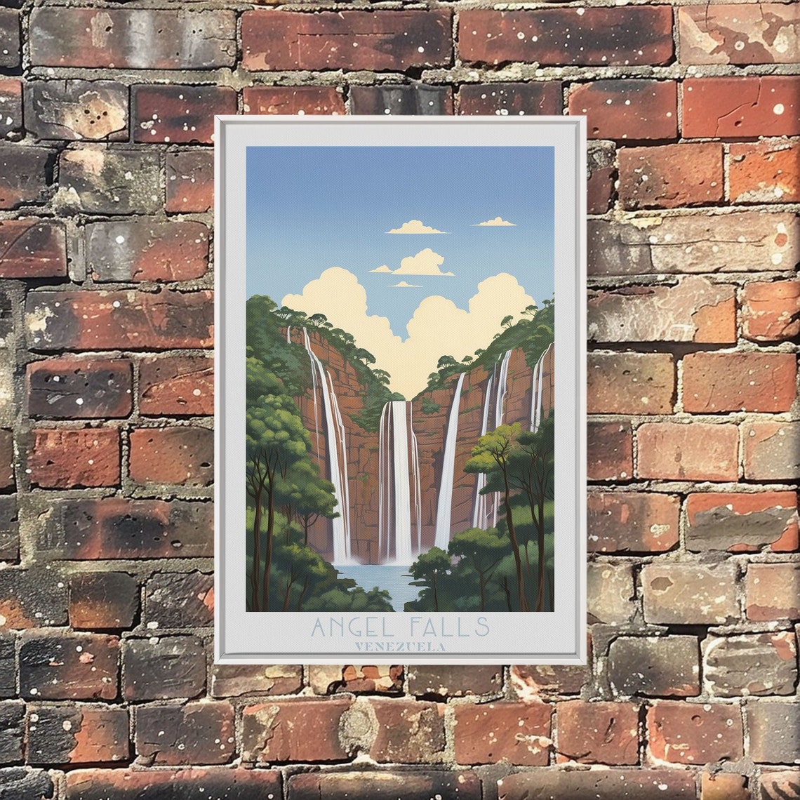 Angel Falls Venezuela Jungle Waterfall Cliff Vintage Travel Poster - Image 4