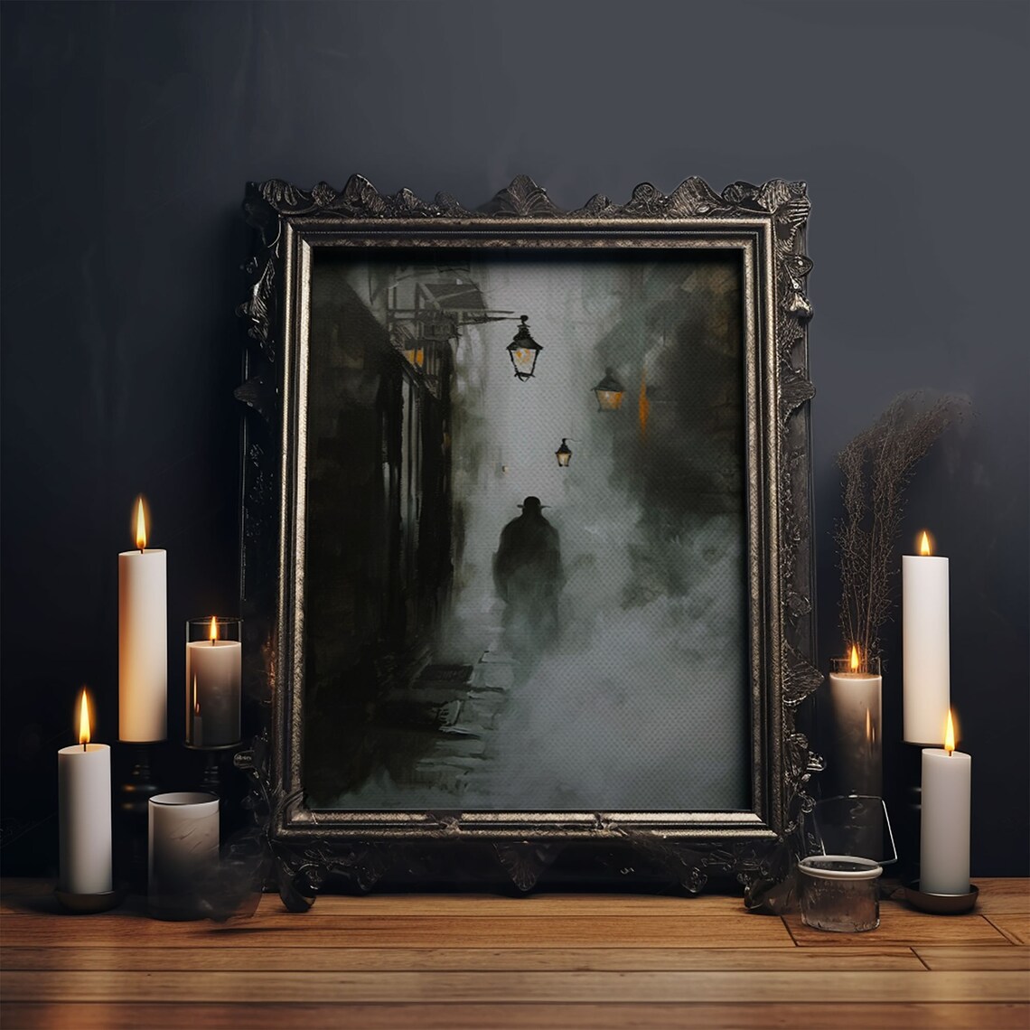 Mysterious Shadow In Fog Halloween Art Print - Image 6
