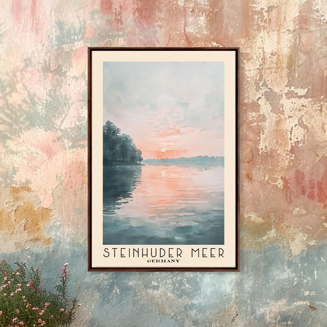 Steinhuder Meer Germany Lake Sunset Pink Water Calm Evening Poster - Image 4