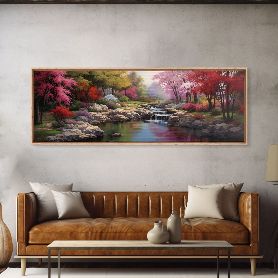 Spring Stream Landscape, Oil Painting Art Print