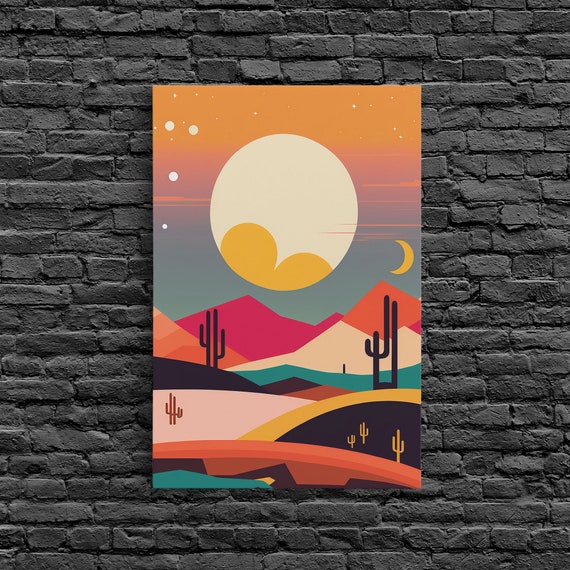 Retro Pop Art Desert Art Print, Southwestern Decor