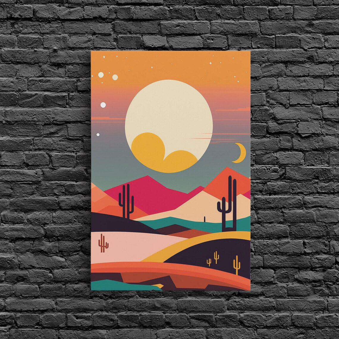 Retro Pop Art Desert Art Print, Southwestern Decor