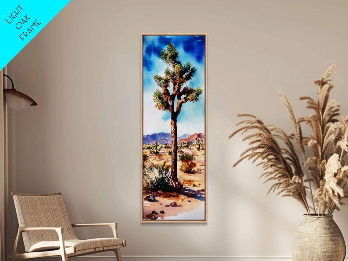 Joshua Tree Watercolor Desert Mountains Blue Sky California Poster - Image 3