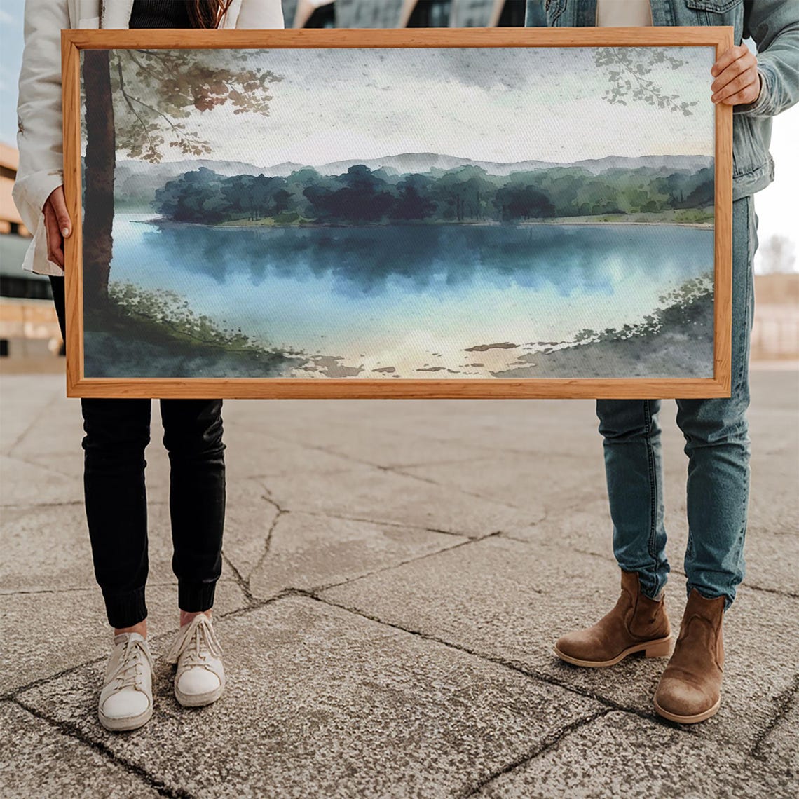 Blue Lake Art Framed Print Blue Lake Painting Lake House Decor Guest Room Landscape Painting Wallowa Lake Painting - Image 5