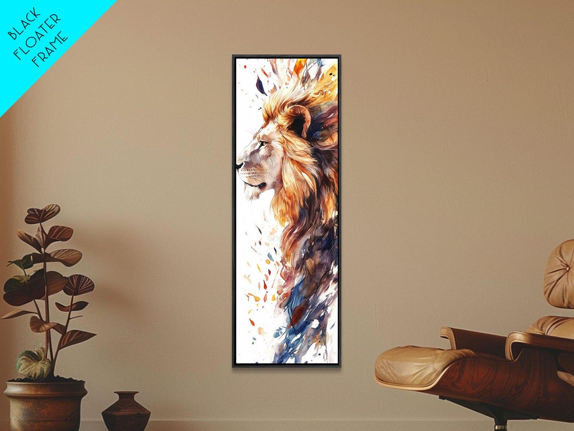 Lion Side Profile Flowing Mane Bold Watercolor Wildlife Wall Poster - Image 6