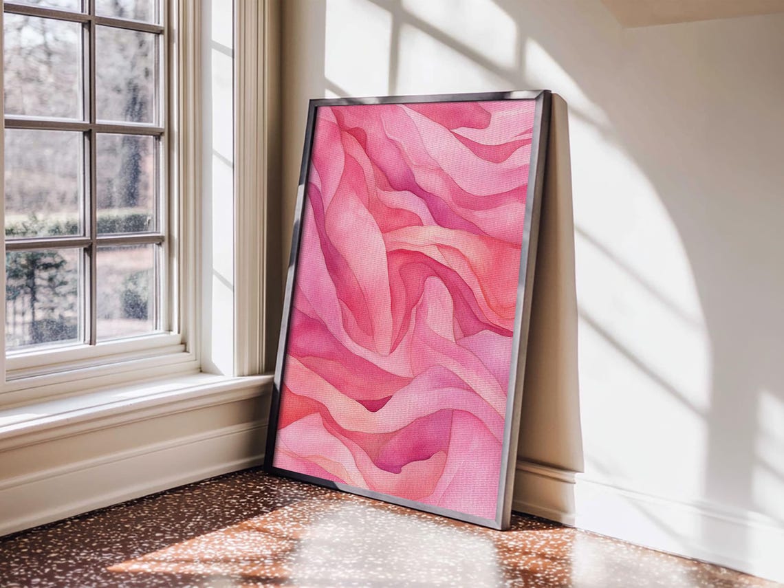 Flowing Pink Wave Abstract Minimalist Soft Feminine Art Print - Image 6