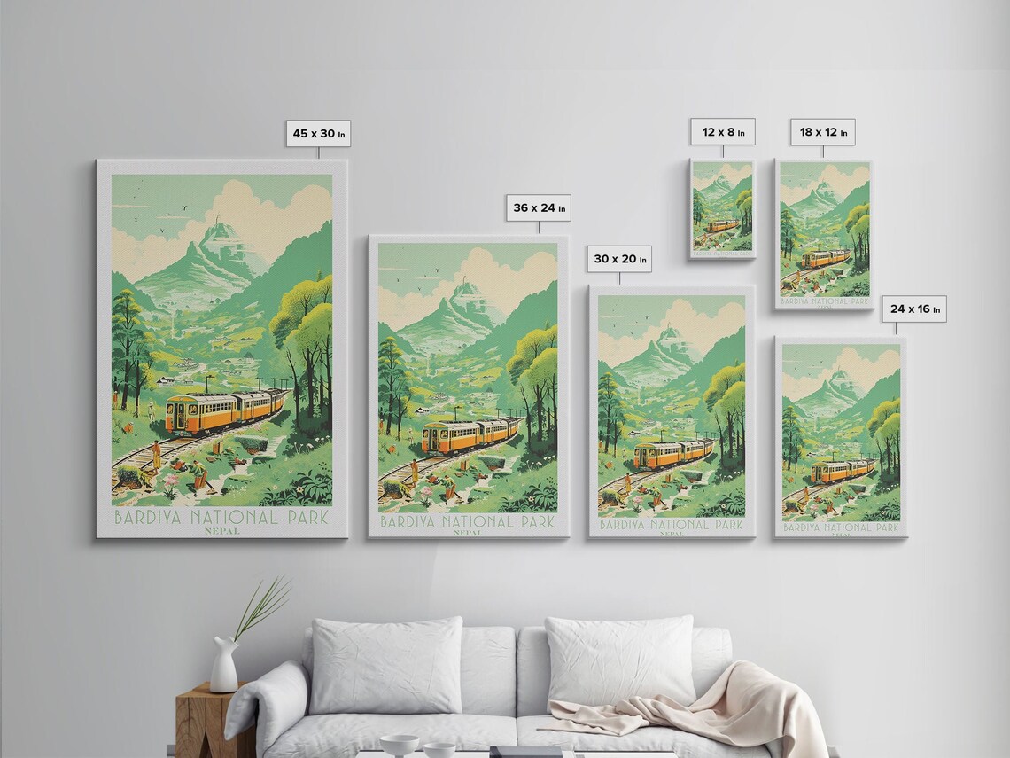 Bardiya National Park Nepal Mountain Village Railway Valley Scene Travel Poster - Image 2