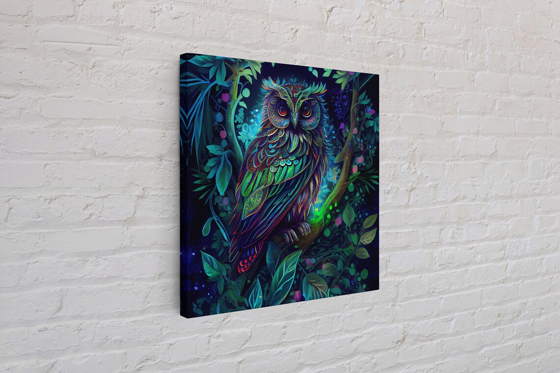 Colorful Psychedelic Owl Portrait Wall Art Print - Image 4