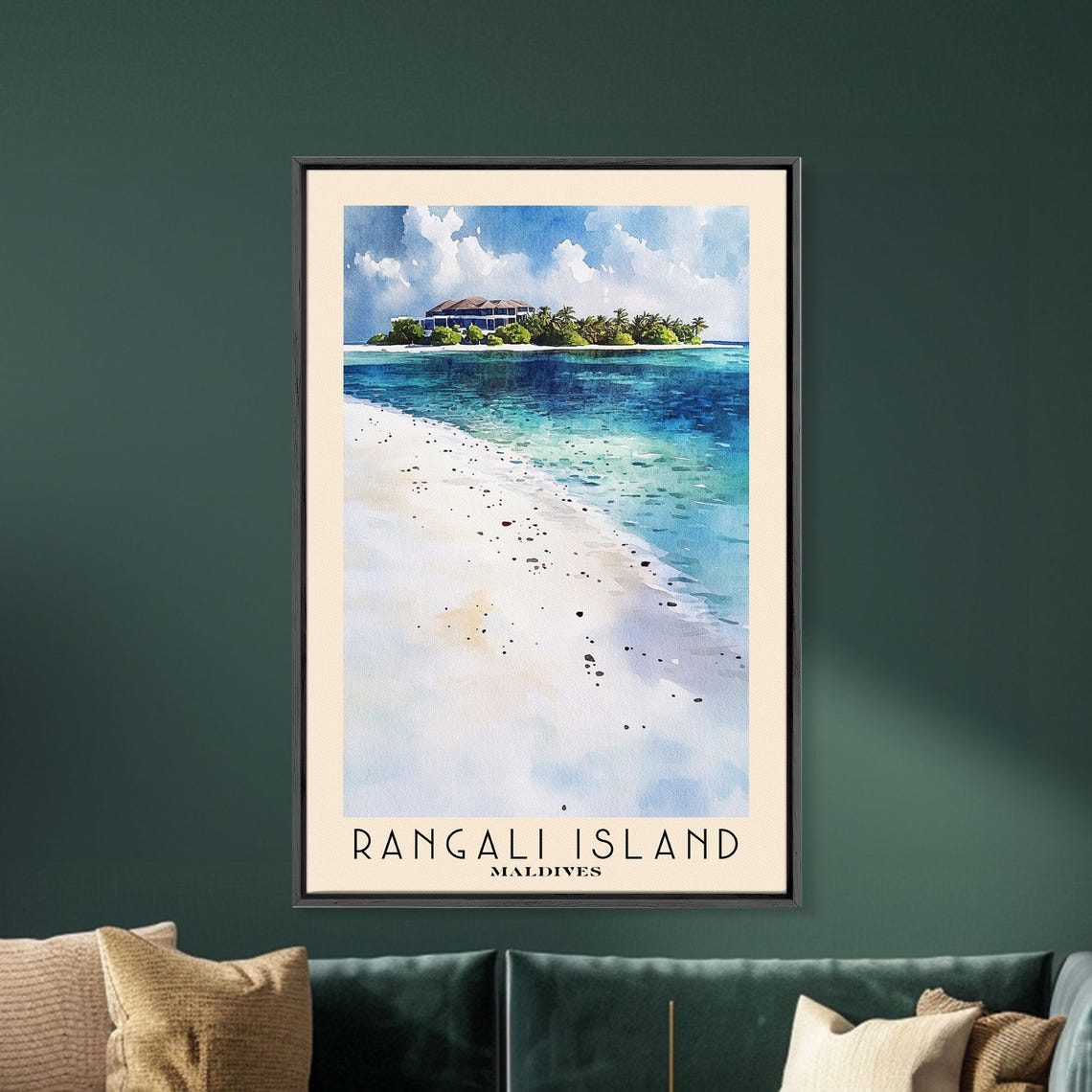 Rangali Island Maldives White Sand Beach Resort Watercolor Poster - Image 5