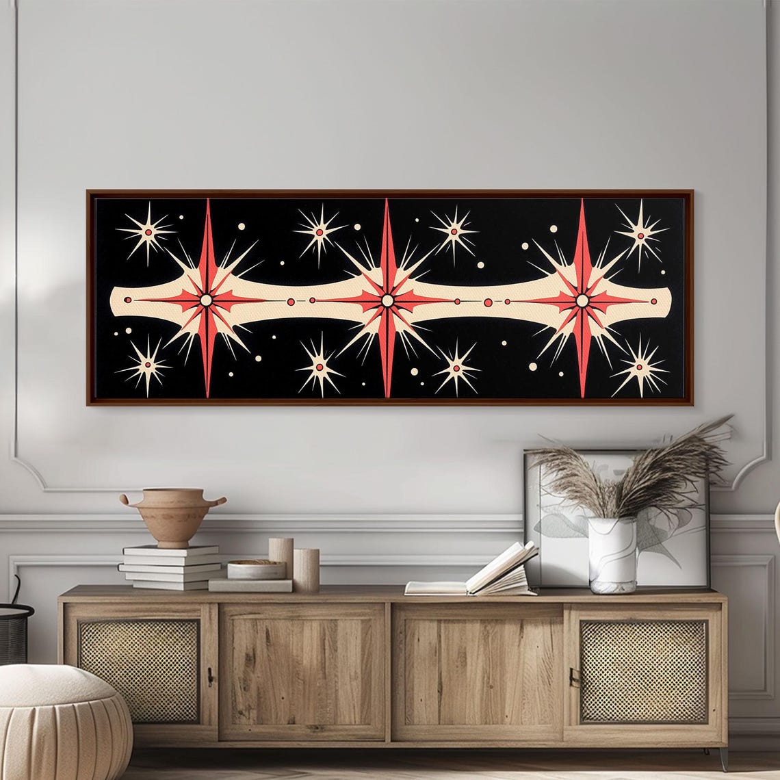 Atomic Age Starburst Red Black Mid Century Modern Retro Art Poster - Image 5