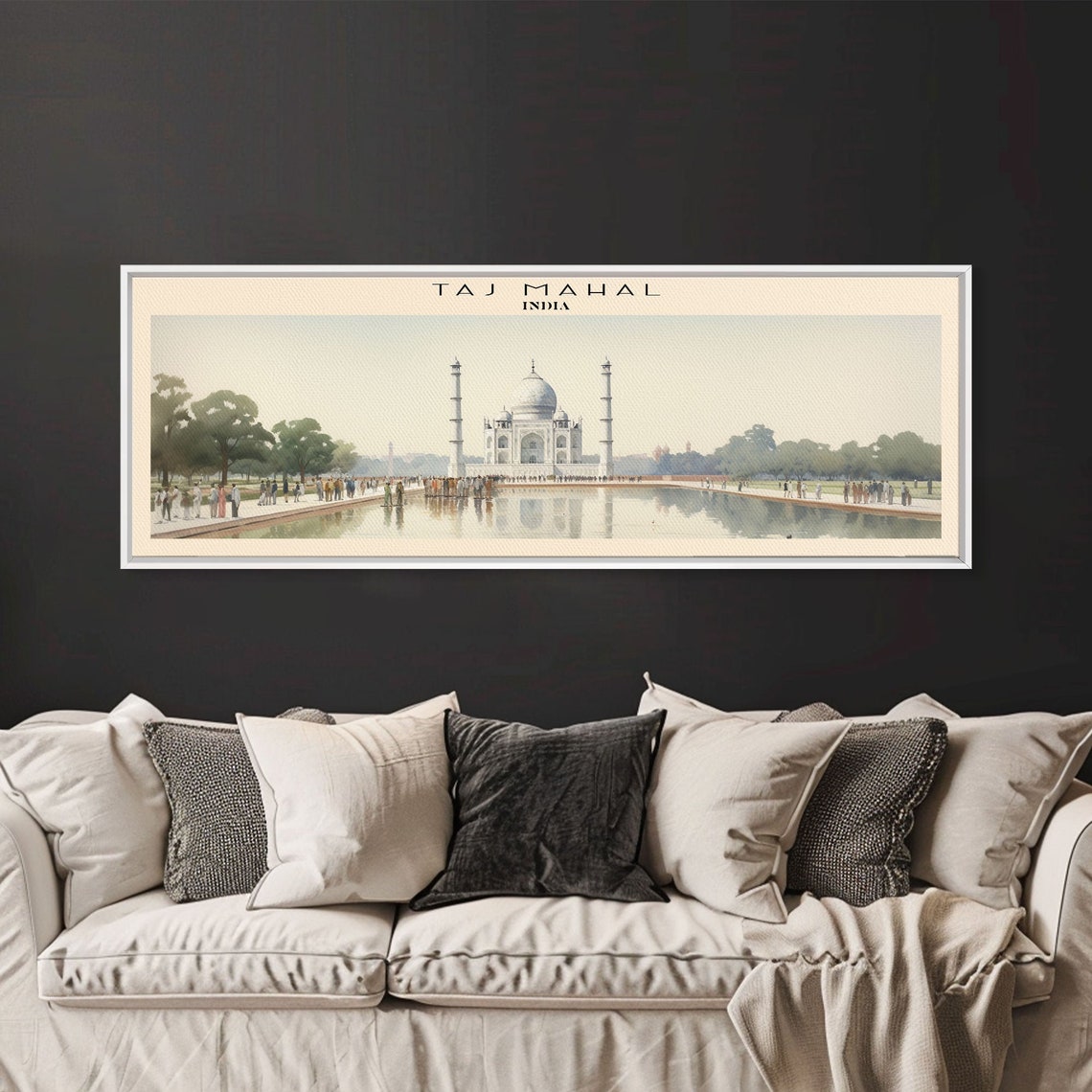 Taj Mahal India Marble Mausoleum Reflecting Pool Panoramic Poster