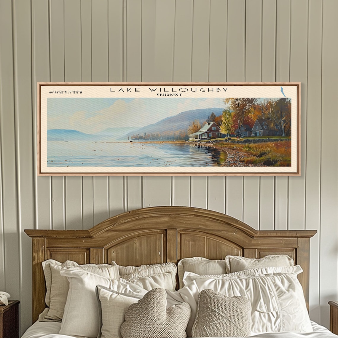 Lake Willoughby Vermont Autumn Lakeside Cottages Mountain Lake Poster - Image 5