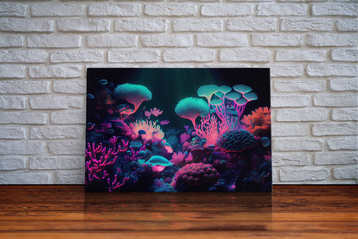 Coral Reef Synthwave Aesthetic Ocean Art Print