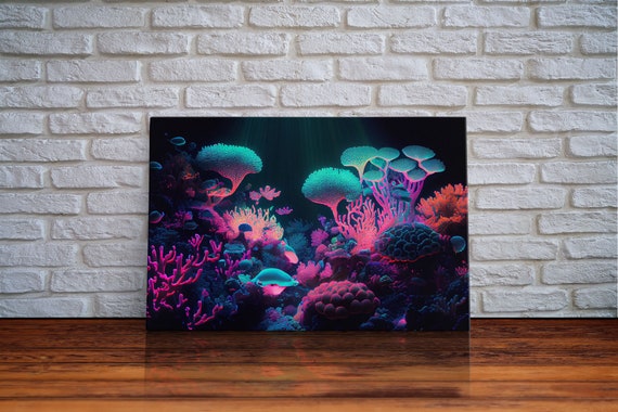 Coral Reef Synthwave Aesthetic Ocean Art Print