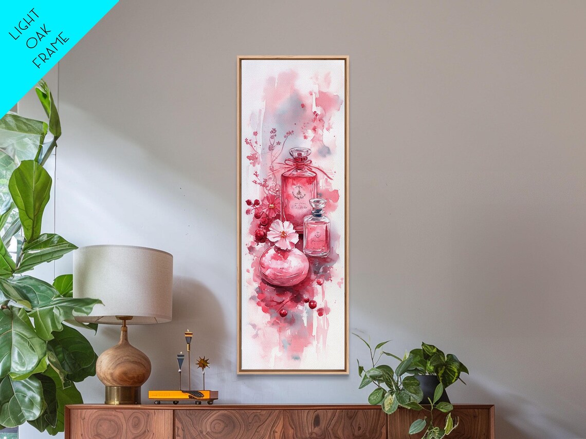 Pink Perfume Bottles Watercolor Painting Floral Fragrance Vertical Art Poster - Image 5