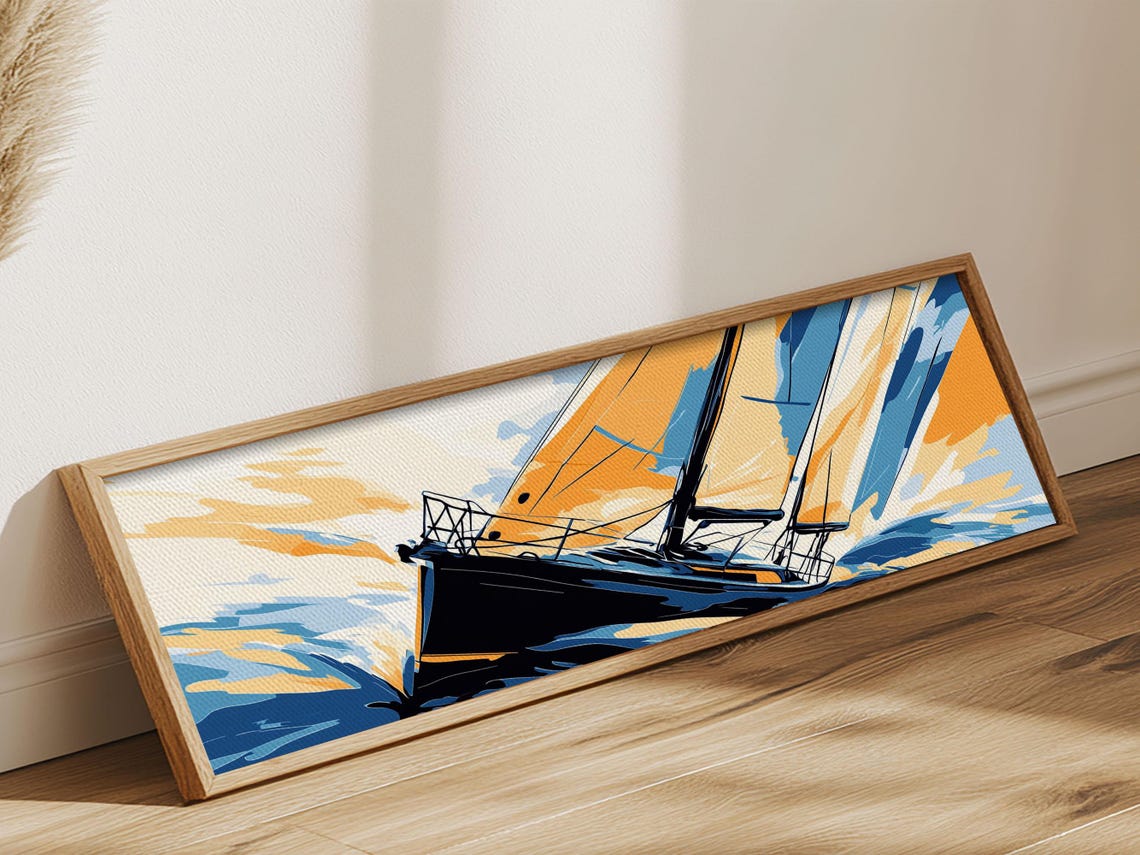 Pop Art Sailboat Racing On Waves Bold Colorful Seascape Print - Image 6