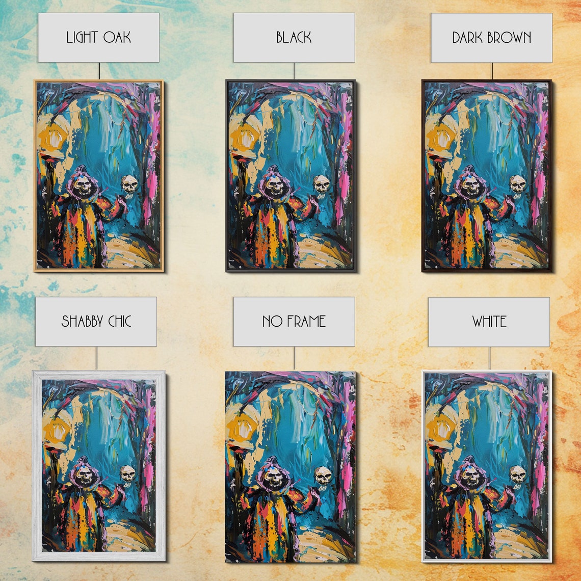 Hooded Phantom Lantern Abstract Expressionist Colorful Art Poster - Image 2