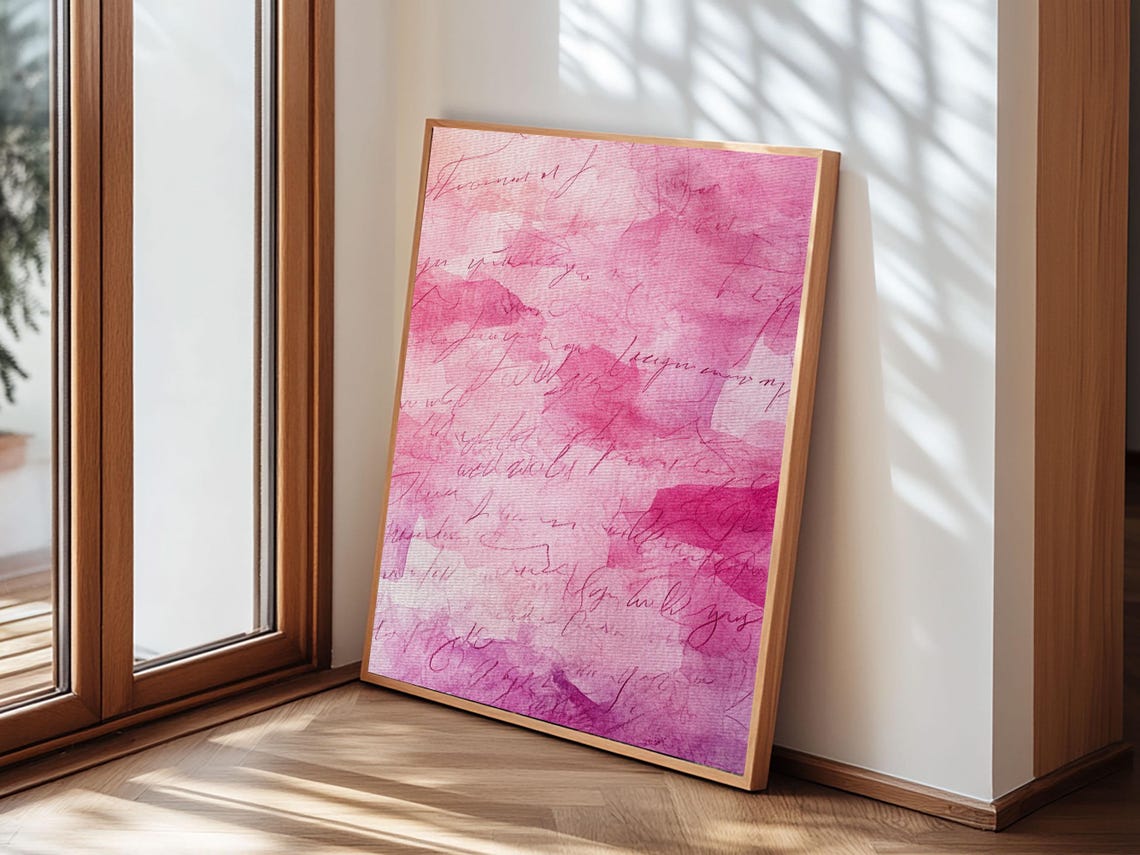Pink Calligraphy Abstract Watercolor Romantic Script Love Wall Poster - Image 4