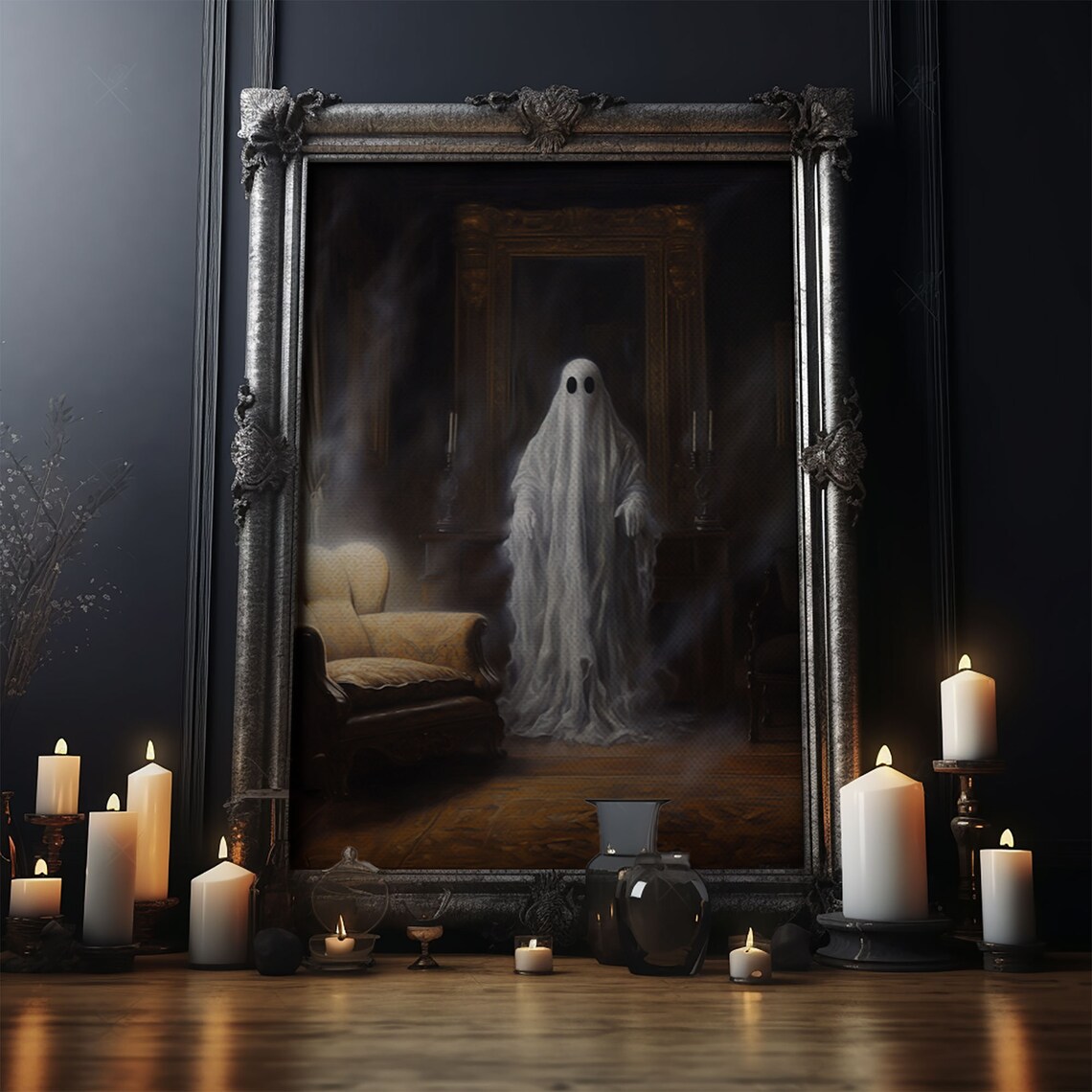 Ghost In The Mirror, Dark Academia Halloween Art Print - Image 4