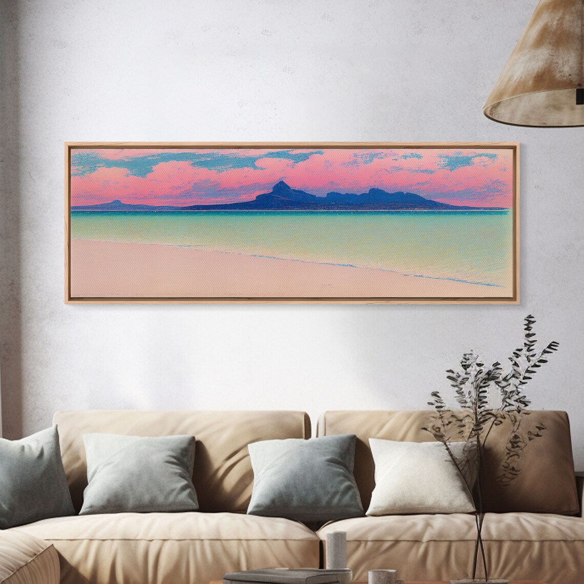 Neon Pink Beach Abstract Art Print, Coastal Wall Decor - Image 4